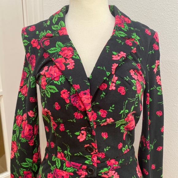 Vintage Y2K 🌷💚 Betsey Johnson Pink Floral Jacket Blazer, NWOT, Size Small - Picture 3 of 6
